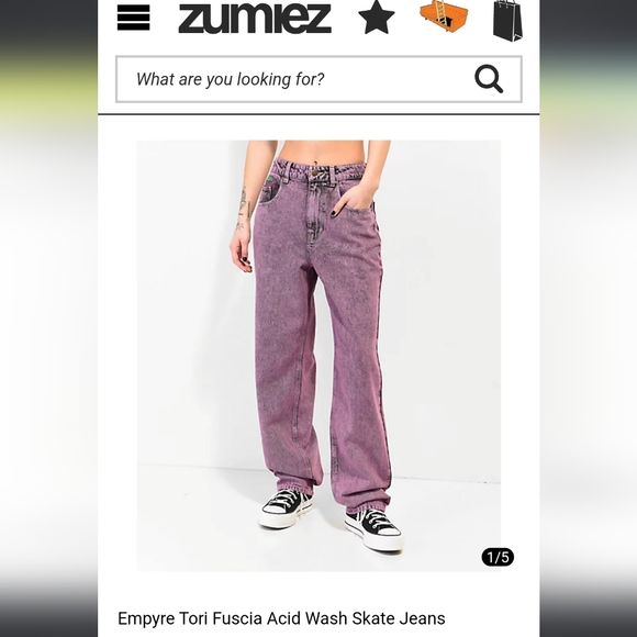EMPYRE High Rise Baggy Relaxed Wide Leg Acid Wash Purple Skater "Mom" Jeans - Picture 9 of 17